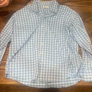 Peter Millar Light Blue and White Checkered Shirt